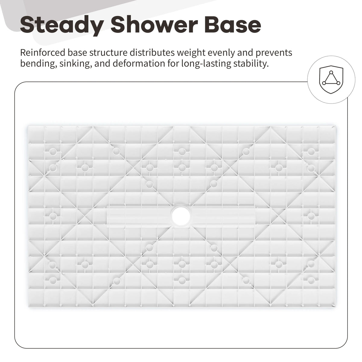 60"x36" White/Calacatta Curbless SMC Shower Base with Flamed Rock Slip-Resistant Surface, Center Drain