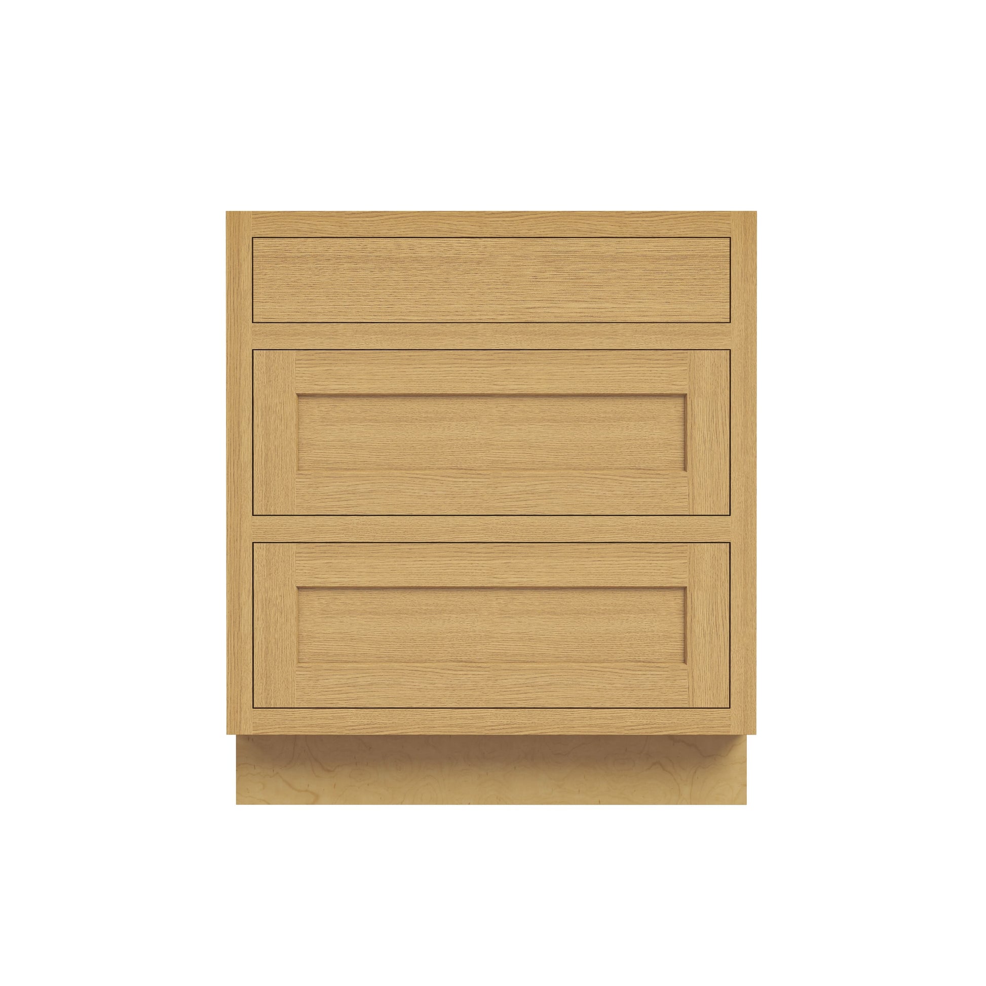 Inset Hazelnut Oak RTA 12-36"W x 34.5"H x 25"D 9-Size Base Cabinet with 3 Drawers