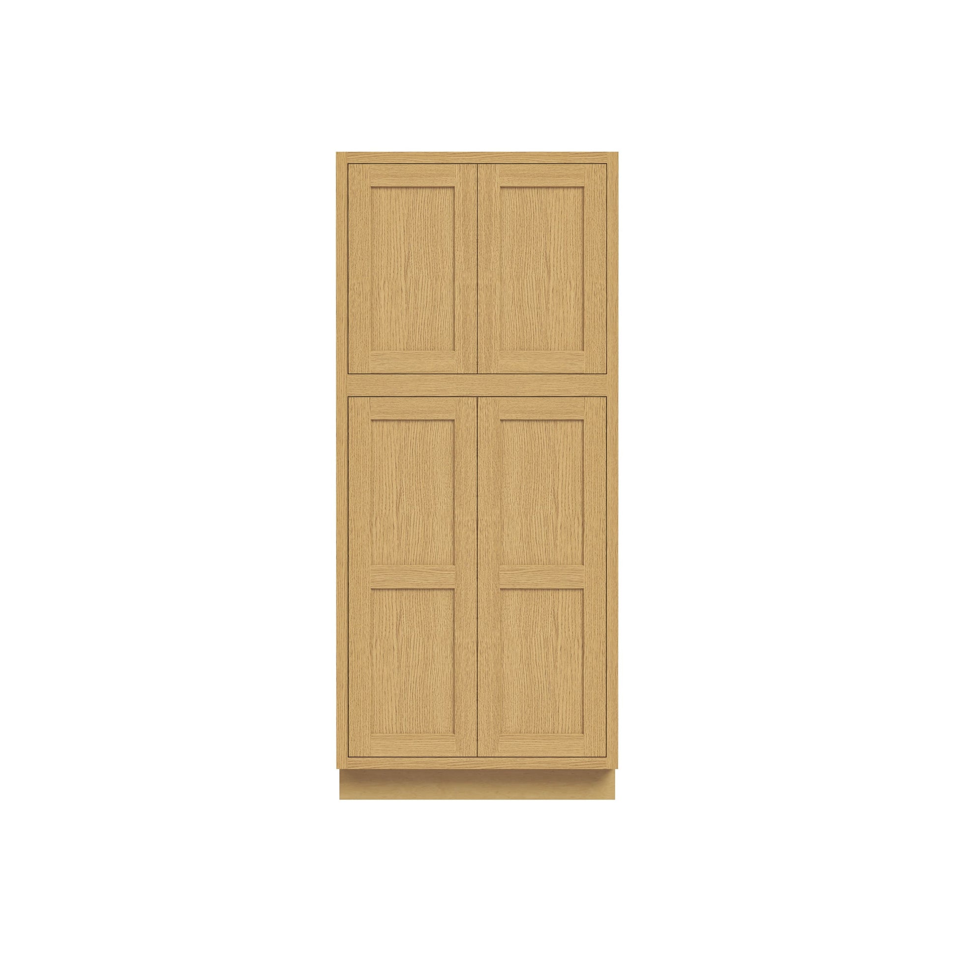 Inset Hazelnut Oak RTA 24-36"W x 84-96"H x 25"D 9-Size Pantry Cabinet with 4 Doors and 4 Shelves
