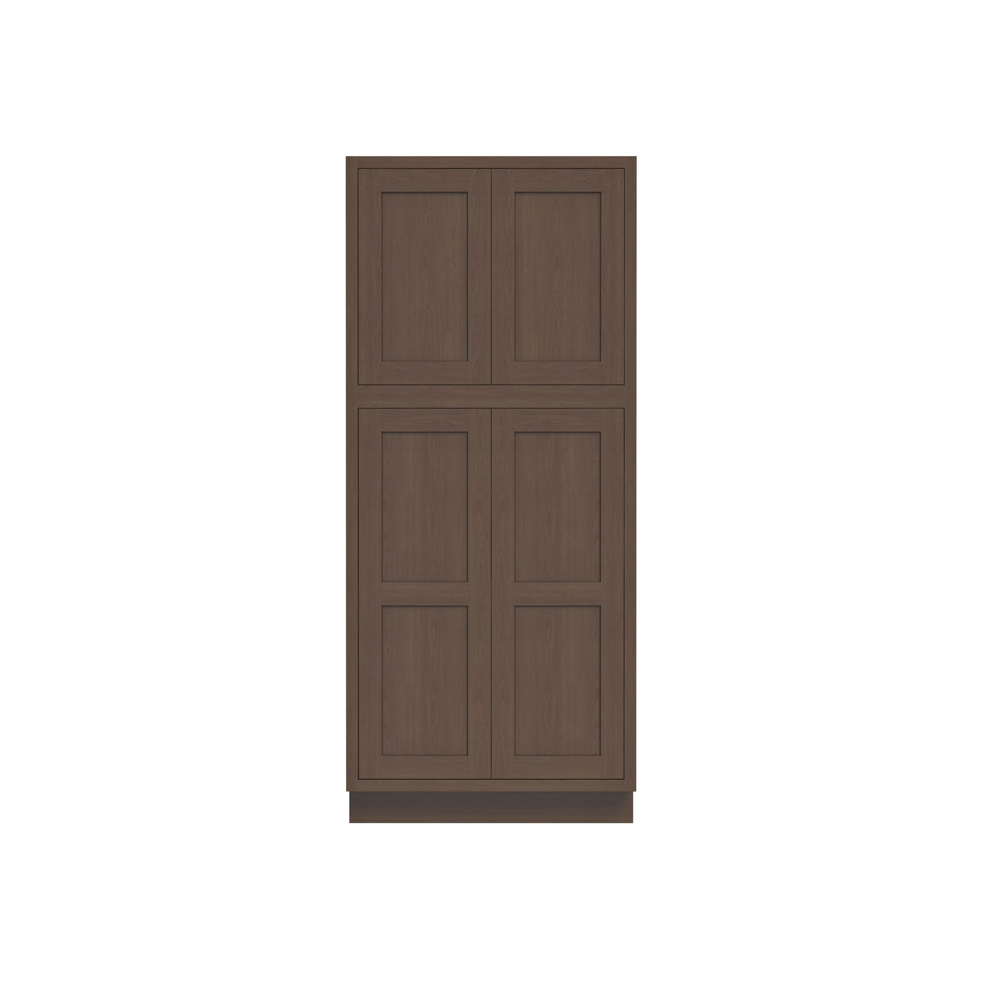 Inset Truffle Brown RTA 24-36"W x 84-96"H x 25"D 9-Size Pantry Cabinet with 4 Doors and 4 Shelves