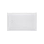 One-piece White Shower Base with Flamed Rock Slip-Resistant Surface, Left/Right Drain