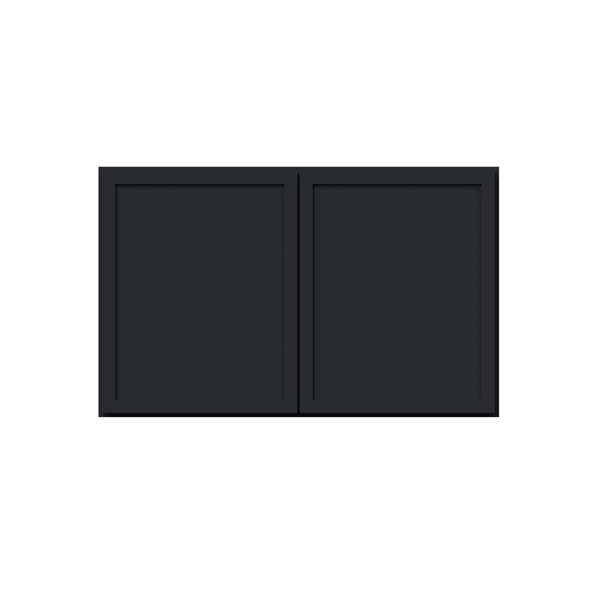 Slim Ebony Black Shaker RTA 24"-36"W x 12"-24"H x 12"D 17-Size Short Wall Cabinet with 2 Doors