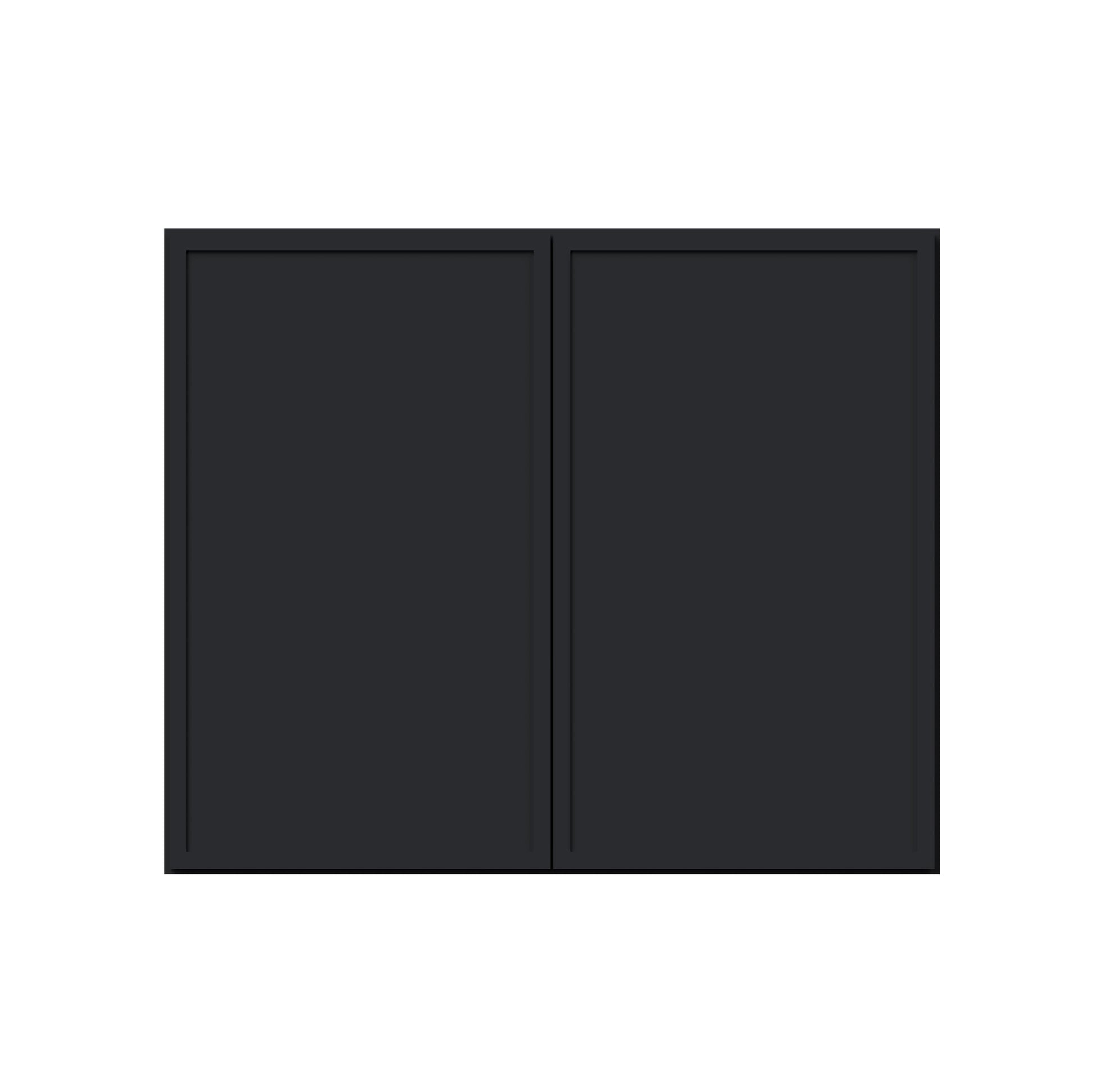 Slim Ebony Black Shaker RTA 24"-36"W x 30"/36"/42"H x 12"D 15-Size Standard Wall Cabinet with 2 Doors