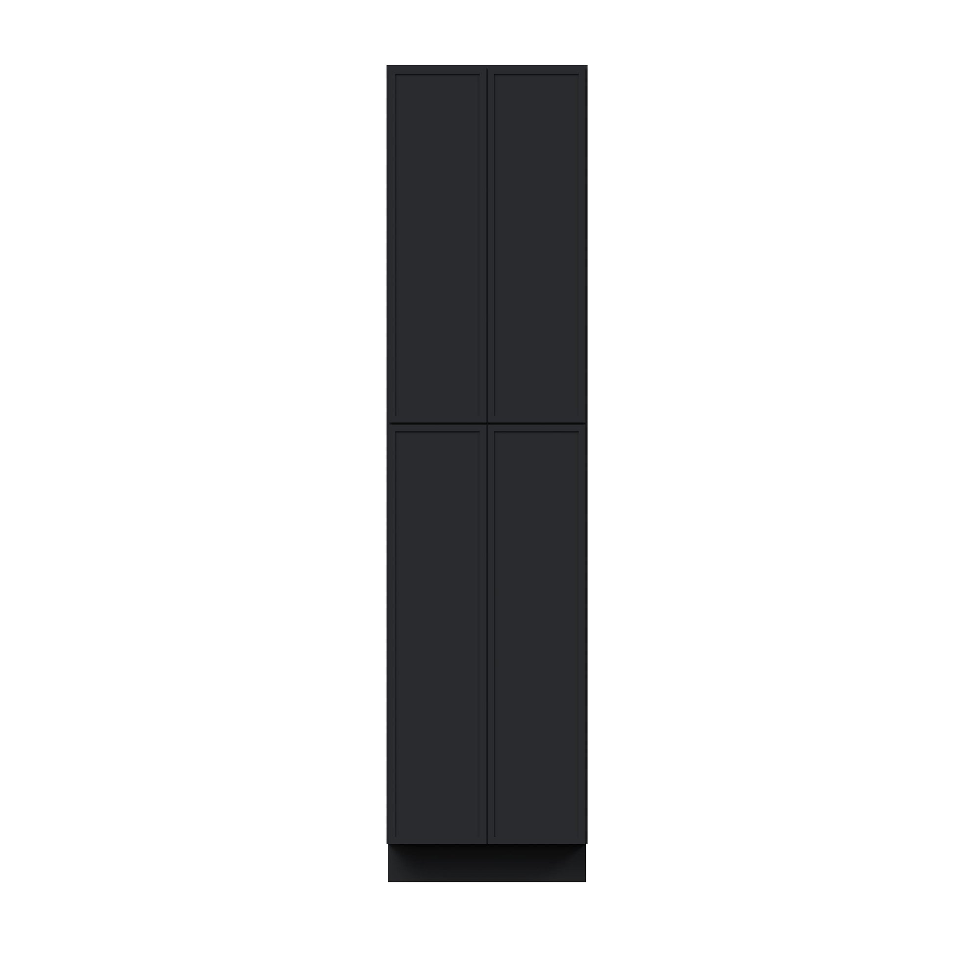 Slim Ebony Black Shaker RTA 24"/30"W x 84"/90"/96"H x 27"D 6-Size Tall Pantry Cabinet with 4 Doors and Shelves