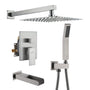 CASAINC Wall Mounted Shower System with Handheld Shower and Bathtub Faucet in Brushed Nickel