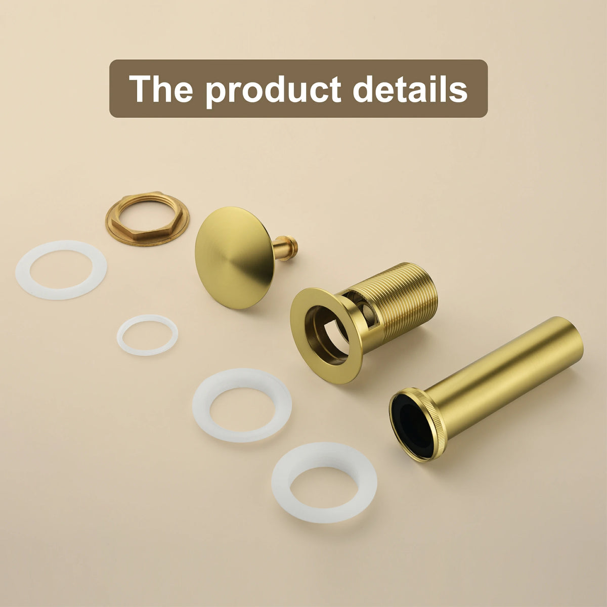 Brass Bathroom Vessel Vanity Sink Pop Up Drain Stopper with Overflow Lavatory Drain Assembly