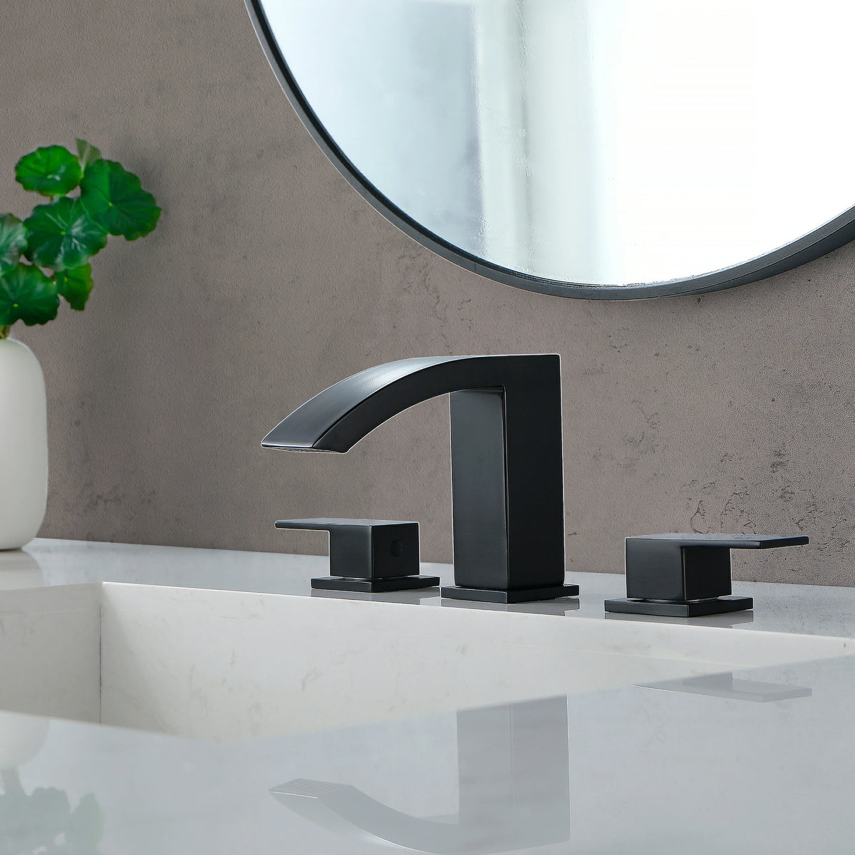 360° Swivel 2-Handle 3-Hole Widespread Bathroom Faucet with Drain in Brushed Gold/Brushed Nickel/Matte Black