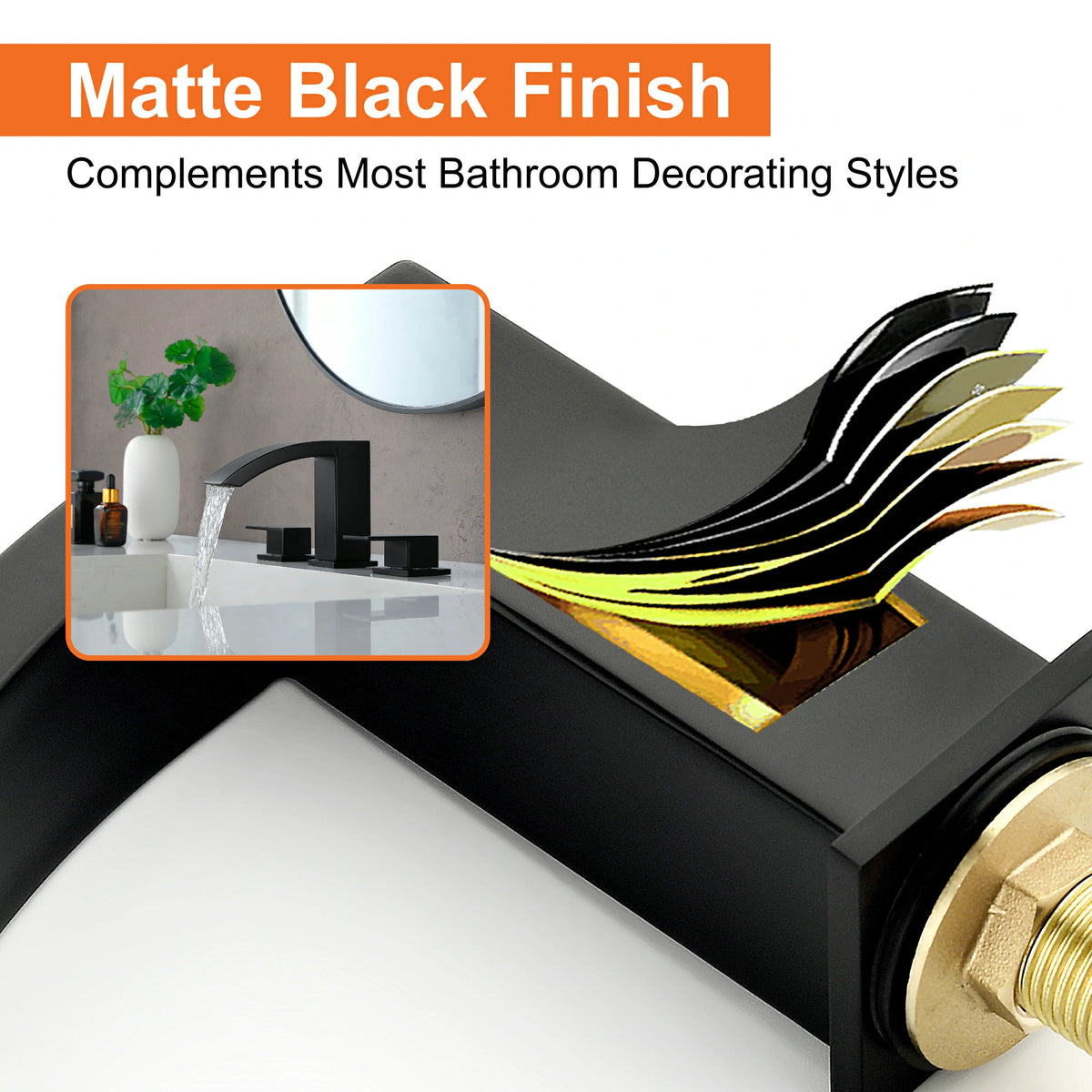 360° Swivel 2-Handle 3-Hole Widespread Bathroom Faucet with Drain in Brushed Gold/Brushed Nickel/Matte Black