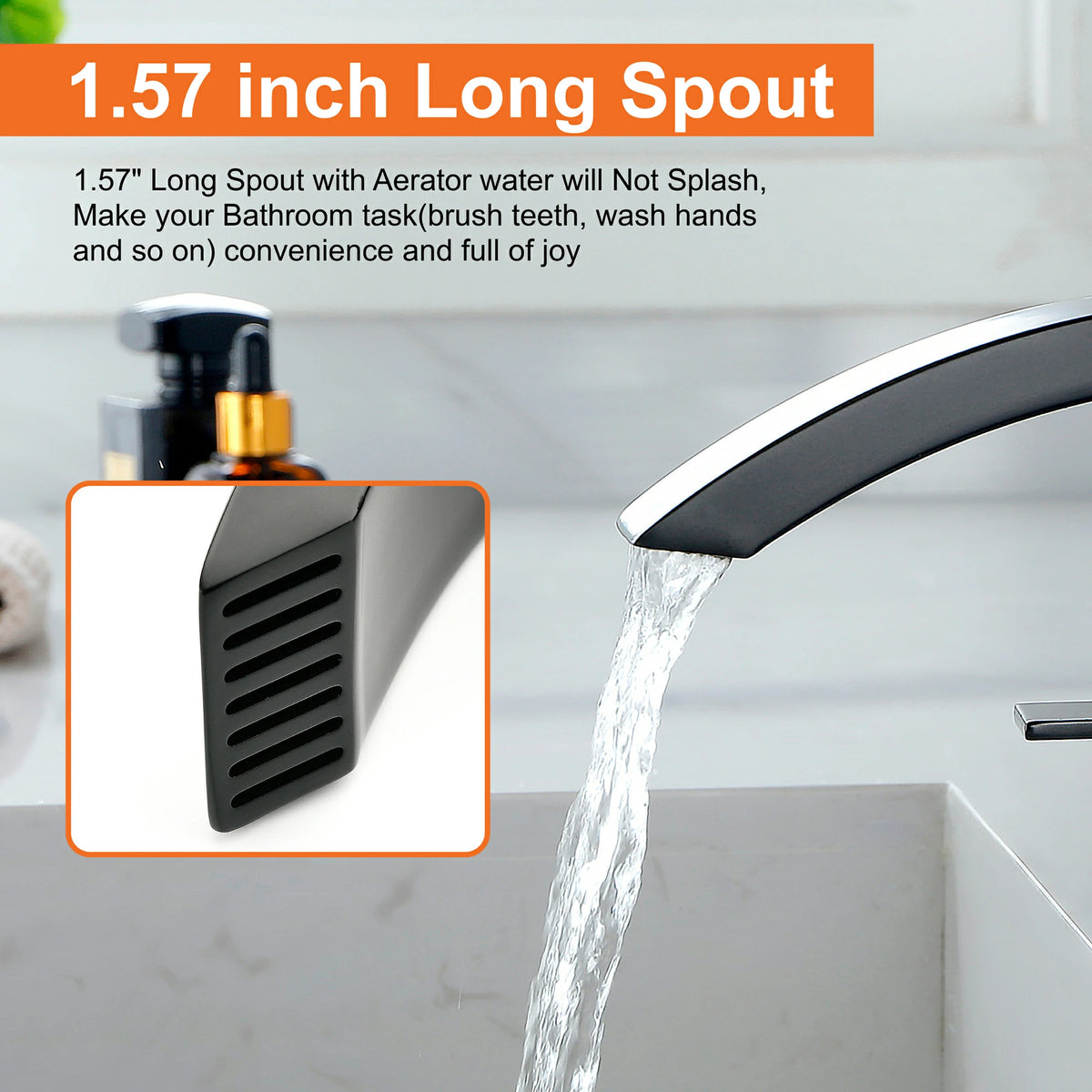 360° Swivel 2-Handle 3-Hole Widespread Bathroom Faucet with Drain in Brushed Gold/Brushed Nickel/Matte Black