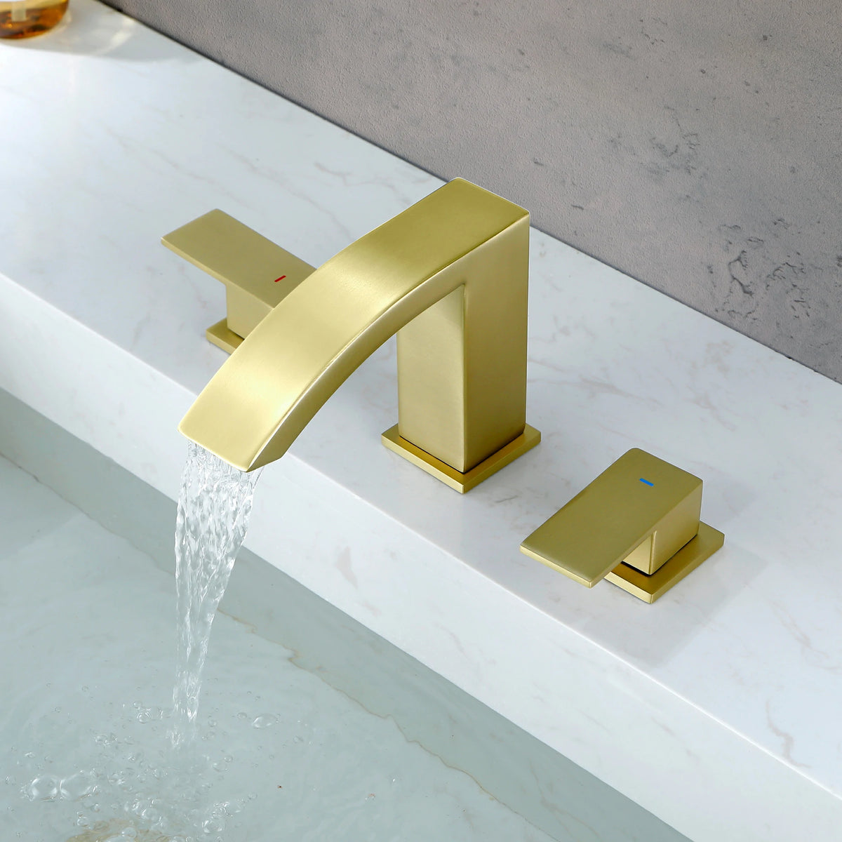 360° Swivel 2-Handle 3-Hole Widespread Bathroom Faucet with Drain in Brushed Gold/Brushed Nickel/Matte Black