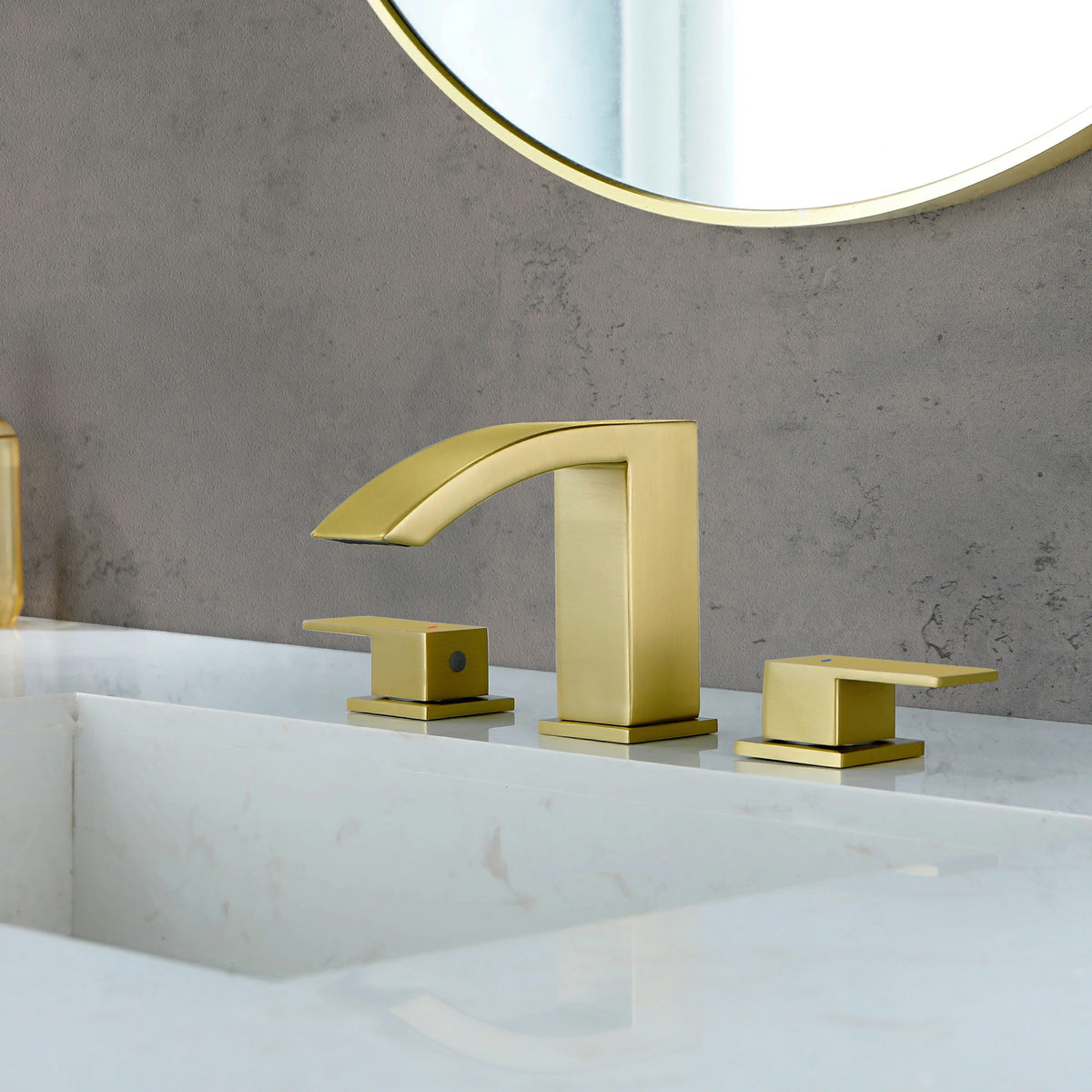 360° Swivel 2-Handle 3-Hole Widespread Bathroom Faucet with Drain in Brushed Gold/Brushed Nickel/Matte Black