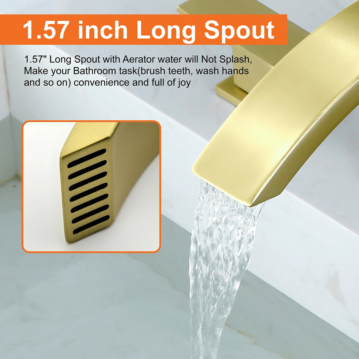 360° Swivel 2-Handle 3-Hole Widespread Bathroom Faucet with Drain in Brushed Gold/Brushed Nickel/Matte Black