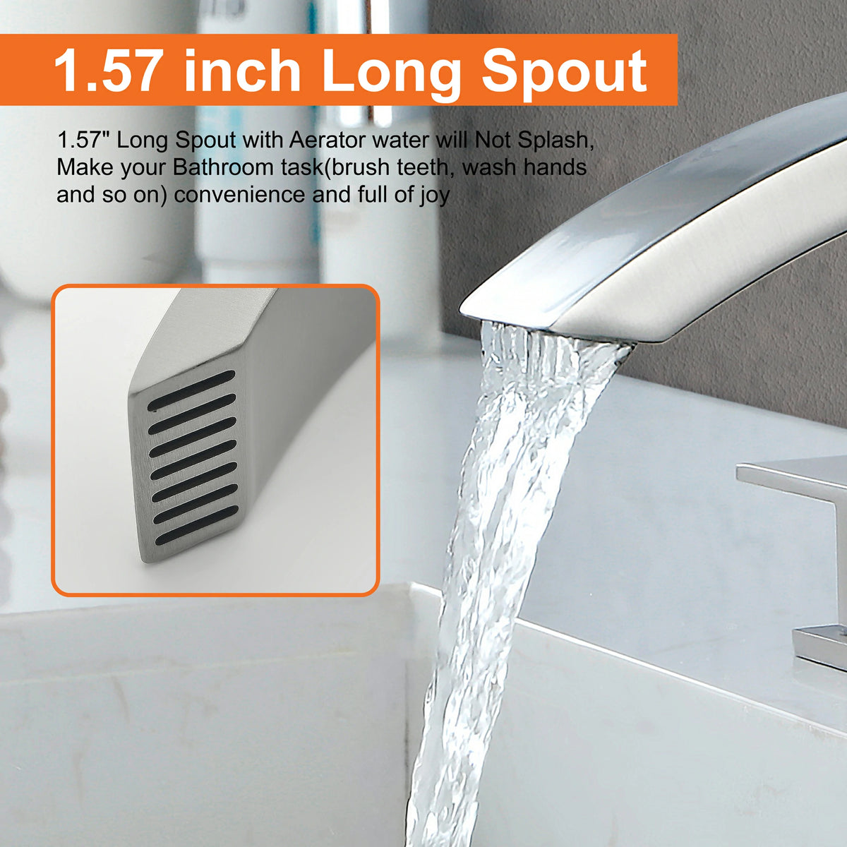 360° Swivel 2-Handle 3-Hole Widespread Bathroom Faucet with Drain in Brushed Gold/Brushed Nickel/Matte Black