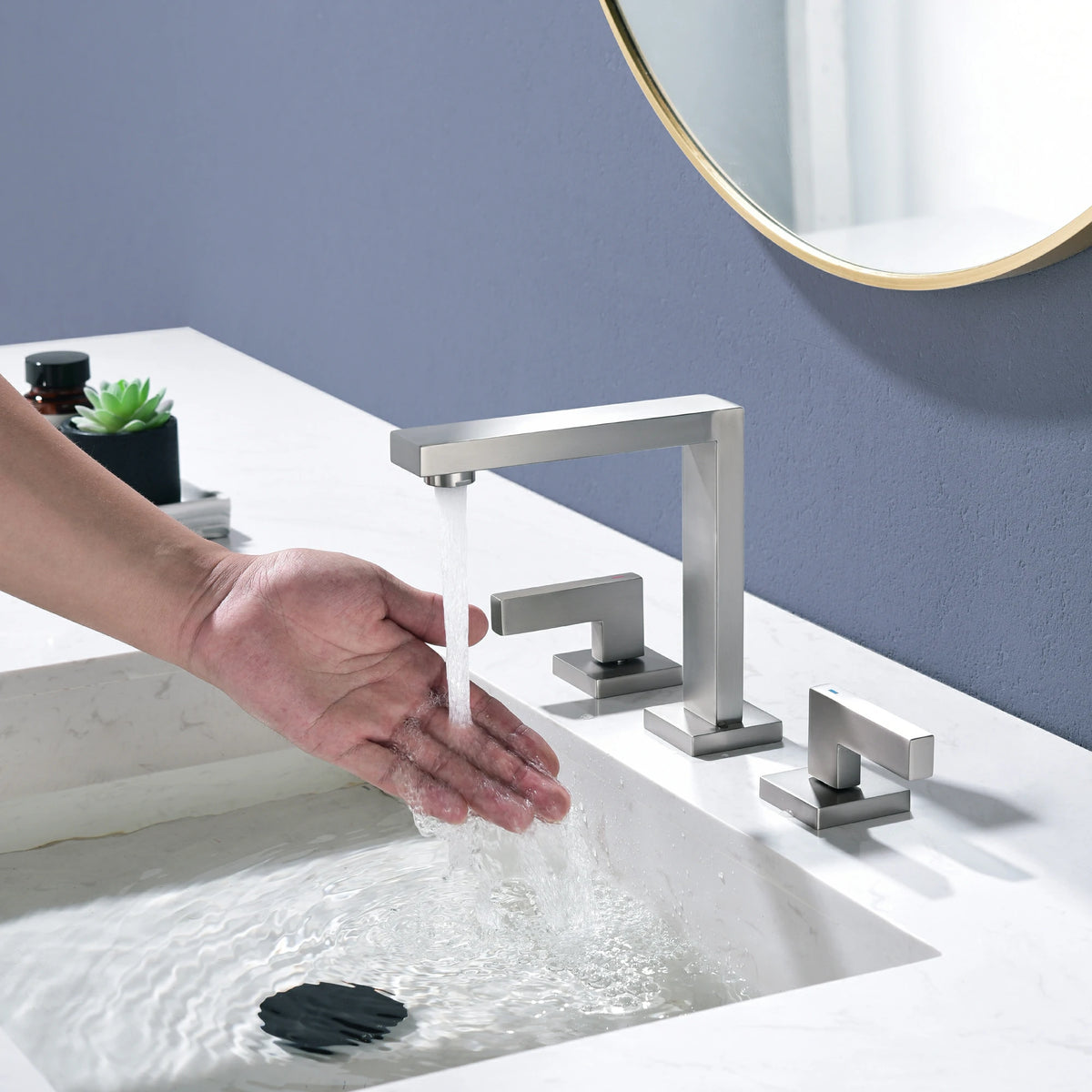 8 in. Widespread 2-Handle Bathroom Faucet with Aerated Spout in Brushed Gold/Brushed Nickel/Matte Black