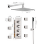 12" Thermostatic LED Shower System Wall-Mount Rain Showerhead with 6 Body Jets