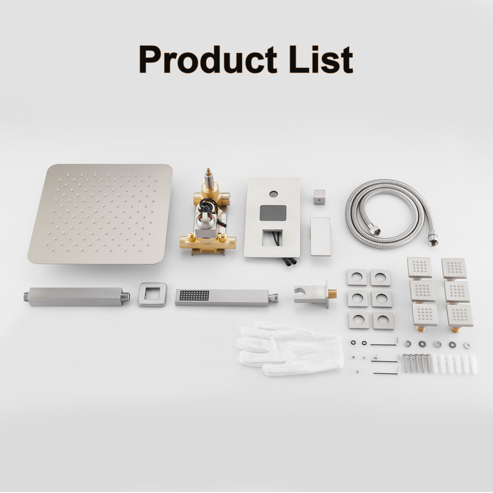 12" Ceiling-Mounted Shower System with Digital Display & 6 Body Jets