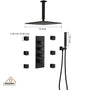 12" Ceiling-Mounted Rainfall Shower System with Handheld & Body Jets