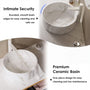 14 in. Round Ceramic Vessel Bathroom Sink in Glossy White / Stone Pattern Matte White