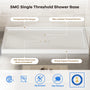 36"-60"x30"-36" White SMC Shower Base with Flamed Rock Slip-Resistant Surface, Center Drain
