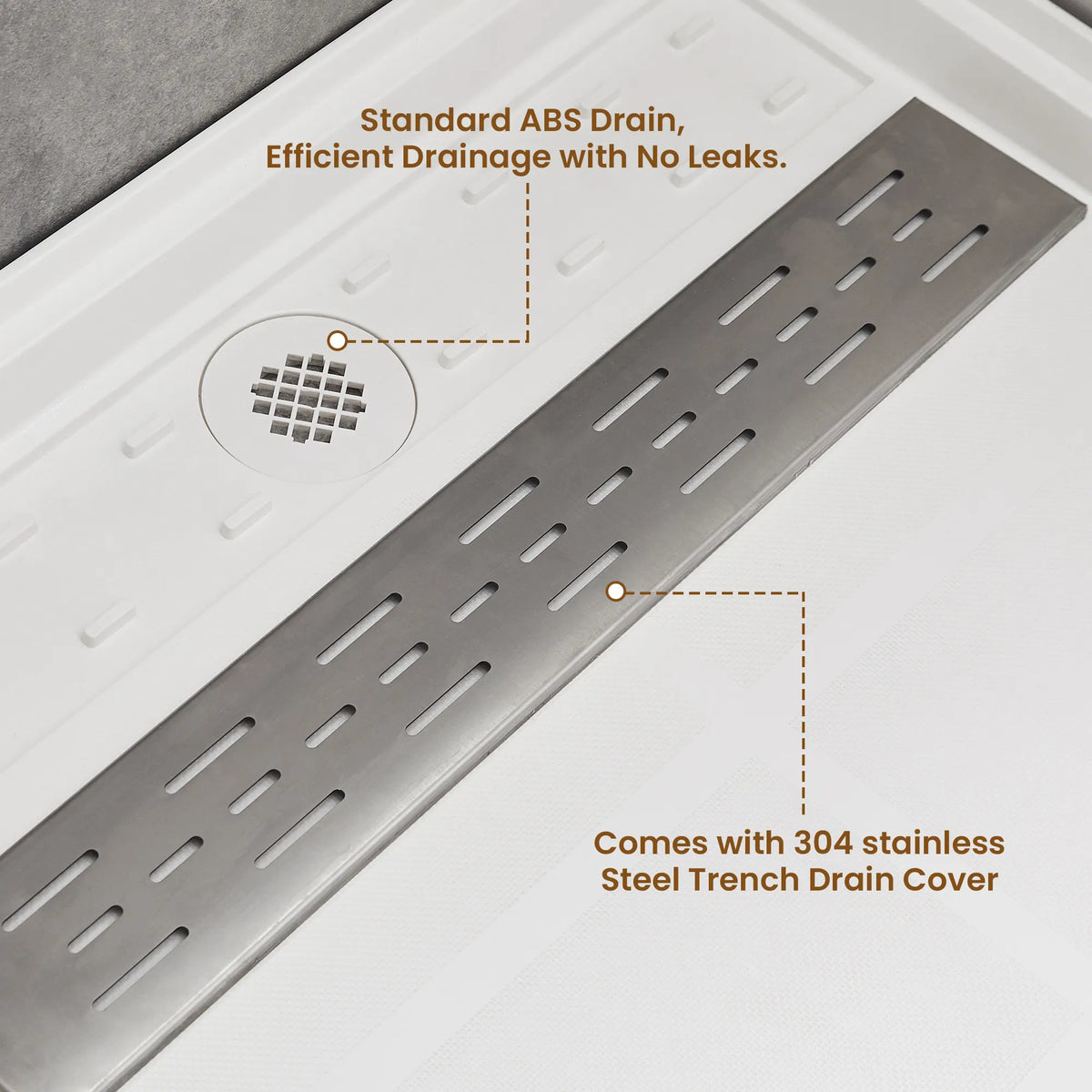 48"/60" x 30"/32"/36" White SMC Rectangular Shower Base with Non-Slip Texture, Left/Right Drain