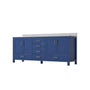 60"/84" Navy Blue Double Sink Bathroom Vanity with White Marble-Pattern Top