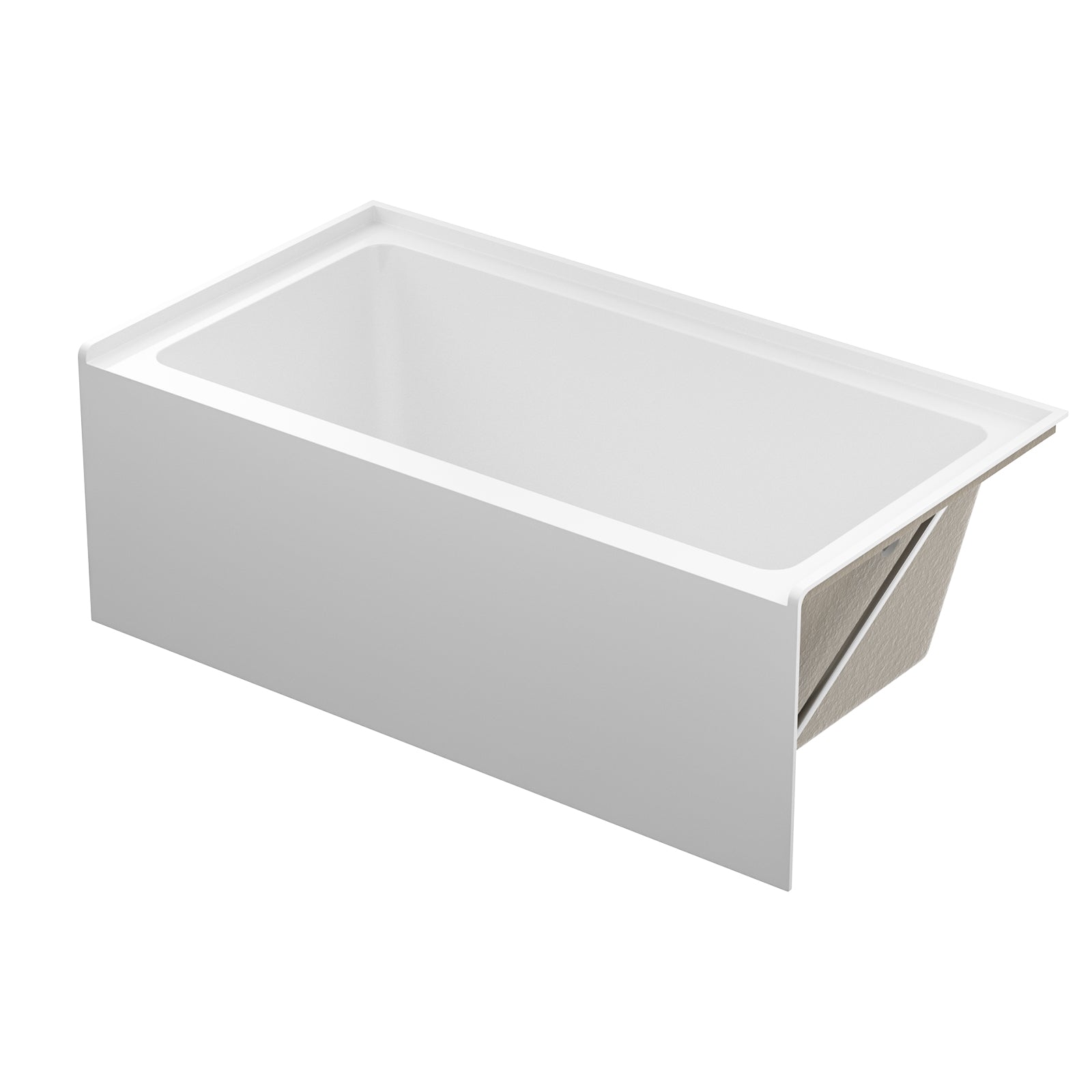 60 in. Glossy White Acrylic Alcove Soaking Bathtub with Integrated Skirt, Chrome Twist Drain and Overflow
