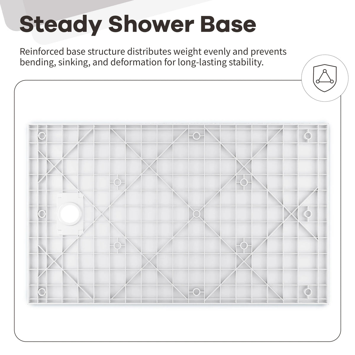 60"x32"/36" Curbless SMC Shower Base with Flamed Rock Slip-Resistant Surface, Reversible Drain