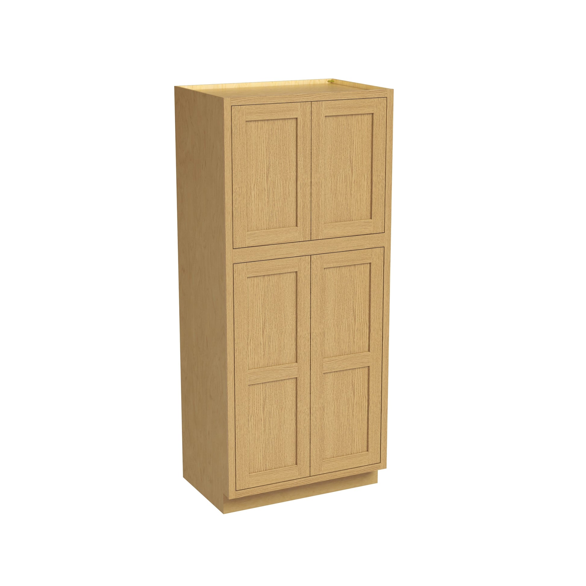 Inset Hazelnut Oak RTA 24-36"W x 84-96"H x 25"D 9-Size Pantry Cabinet with 4 Doors and 4 Shelves