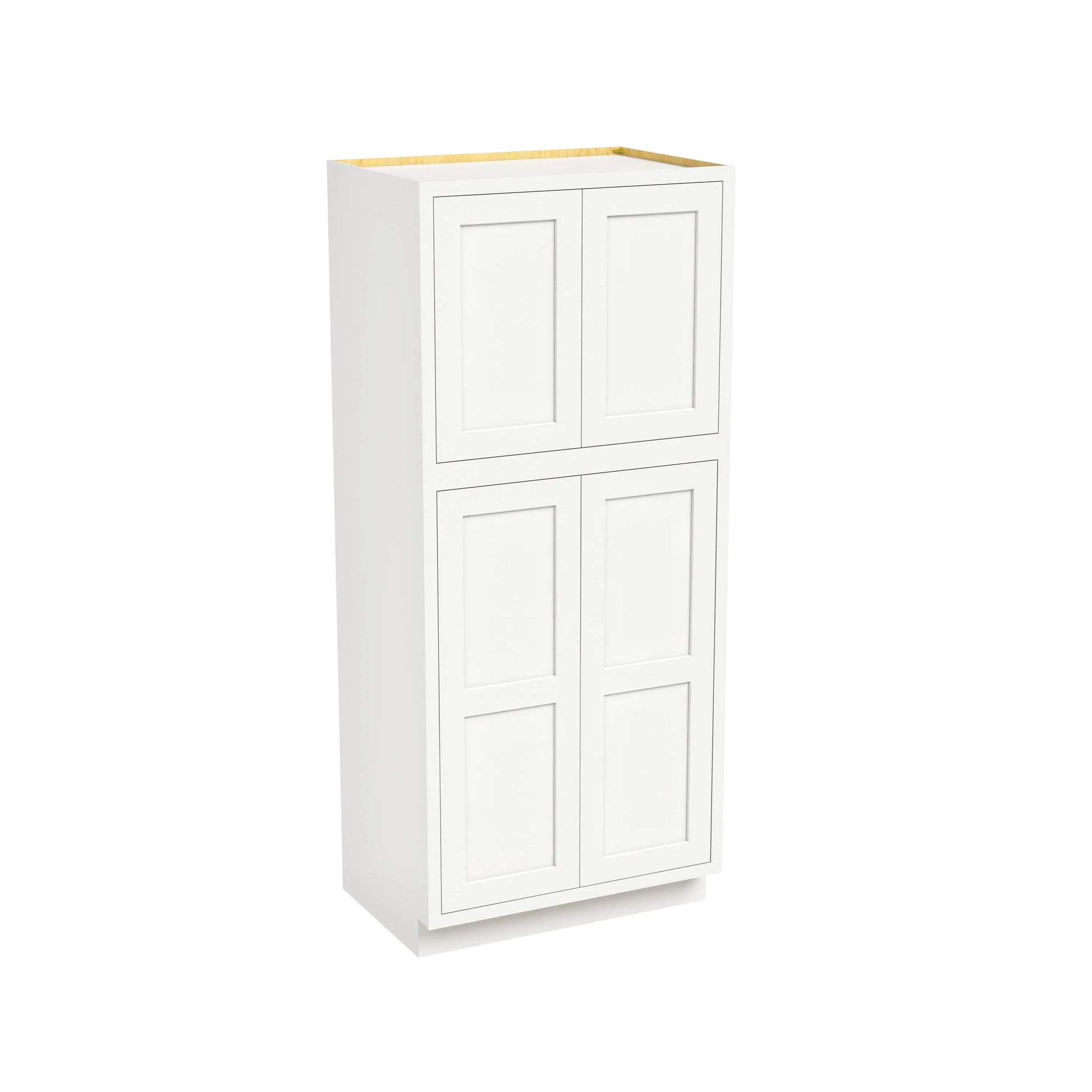 Inset Origami White RTA 24-36"W x 84-96"H x 25"D 9-Size Pantry Cabinet with 4 Doors and 4 Shelves
