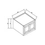 Inset Origami White RTA 30-36"W x 12-24"H x 25"D 7-Size Double Doors Wall Cabinet