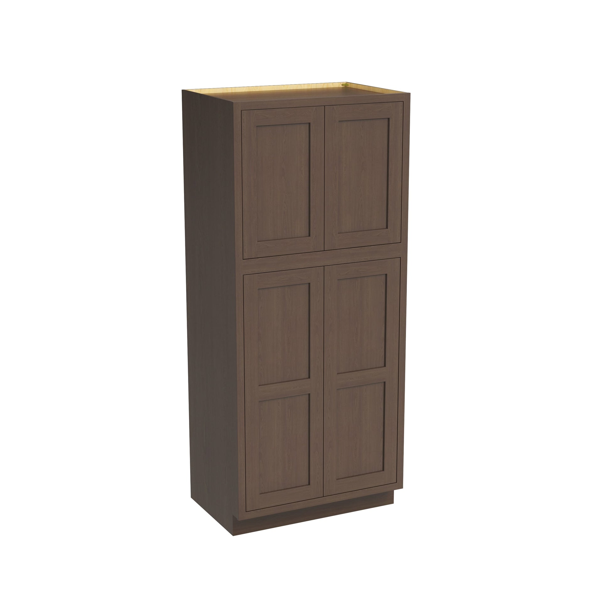 Inset Truffle Brown RTA 24-36"W x 84-96"H x 25"D 9-Size Pantry Cabinet with 4 Doors and 4 Shelves