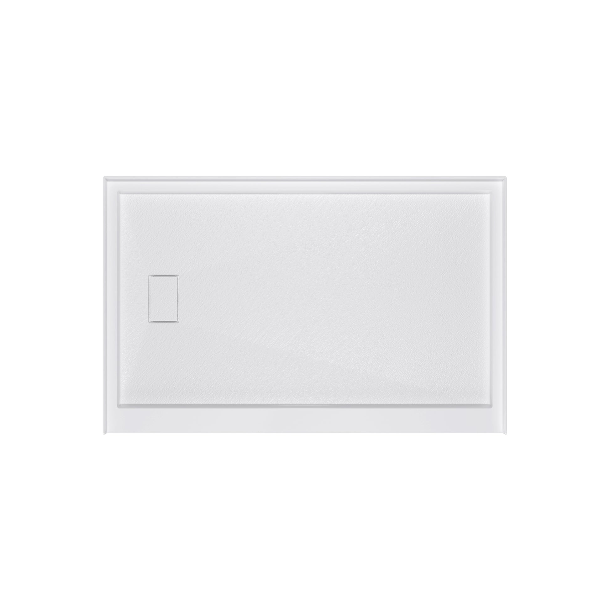 One-piece White Shower Base with Flamed Rock Slip-Resistant Surface, Left/Right Drain
