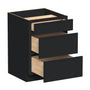 Slim Ebony Black Shaker RTA 12"-36"W x 34.5"H x 24"D 9-Size Drawer Base Cabinet with 3 Drawers