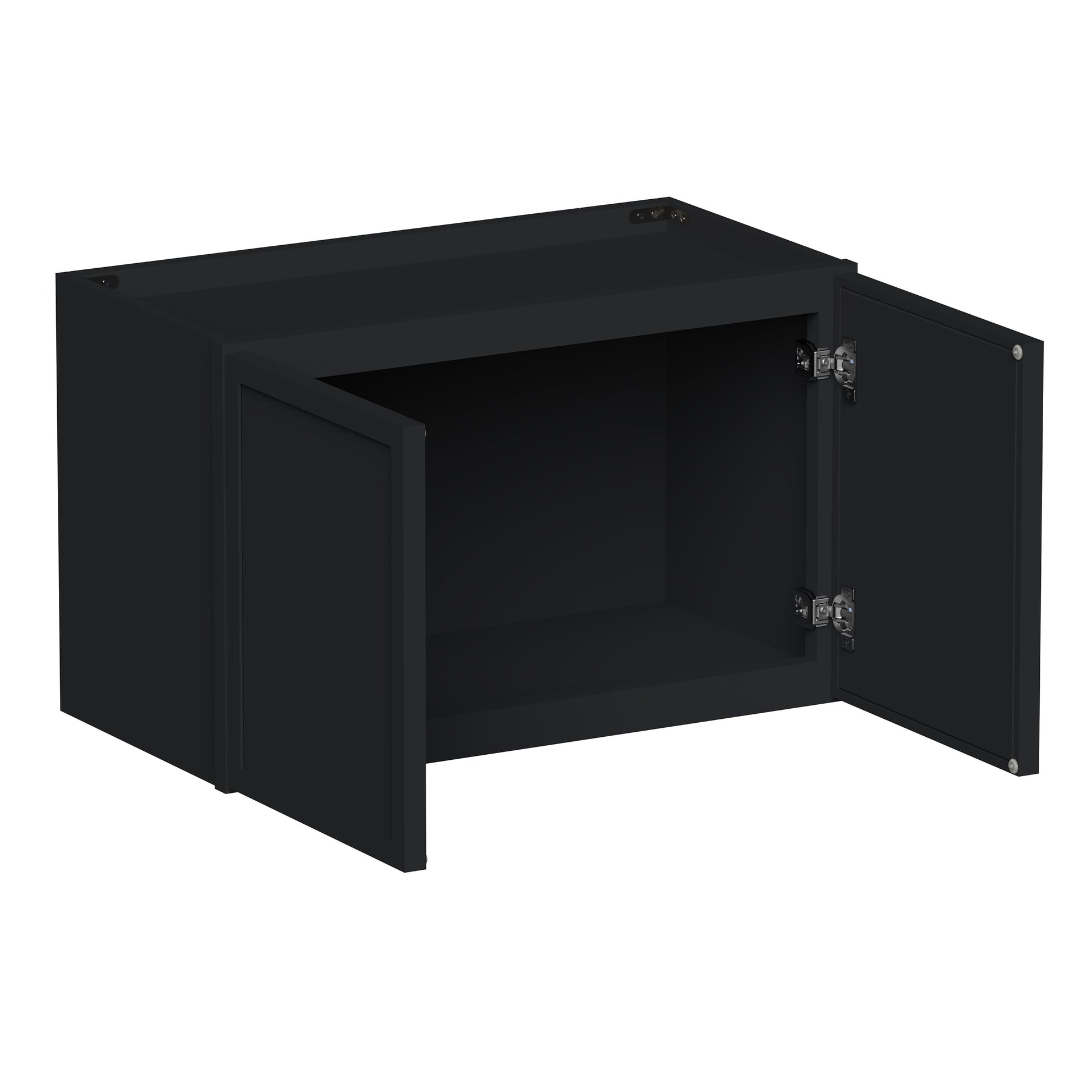 Slim Ebony Black Shaker RTA 24"-36"W x 12"-24"H x 12"D 17-Size Short Wall Cabinet with 2 Doors
