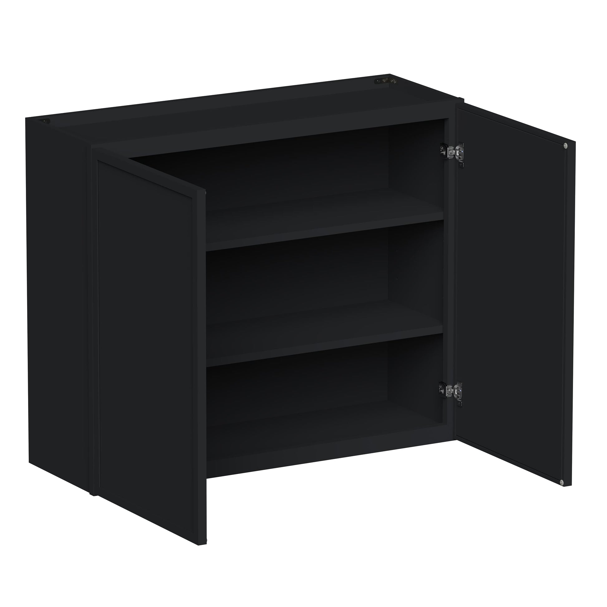 Slim Ebony Black Shaker RTA 24"-36"W x 30"/36"/42"H x 12"D 15-Size Standard Wall Cabinet with 2 Doors