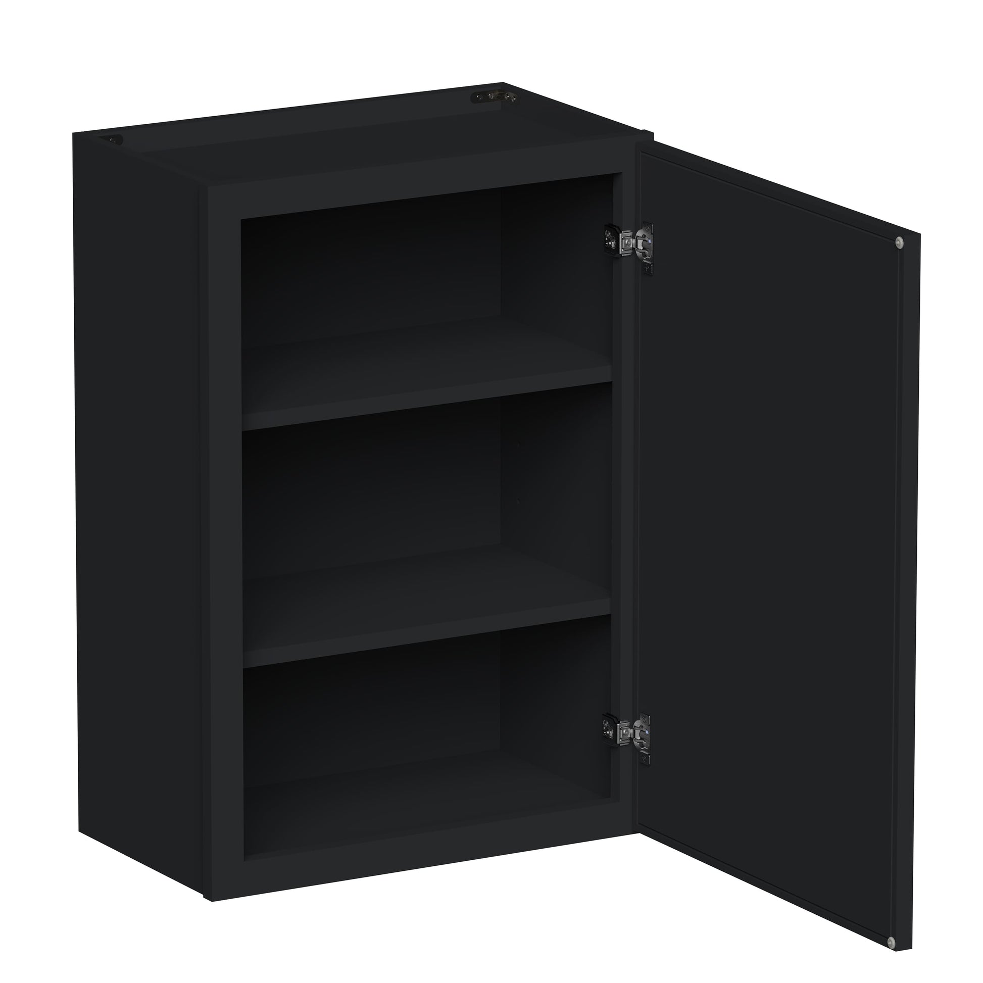 Slim Ebony Black Shaker RTA 9"-21"W x 30"/36"/42"H x 12"D 15-Size Single Door Standard Wall Cabinet