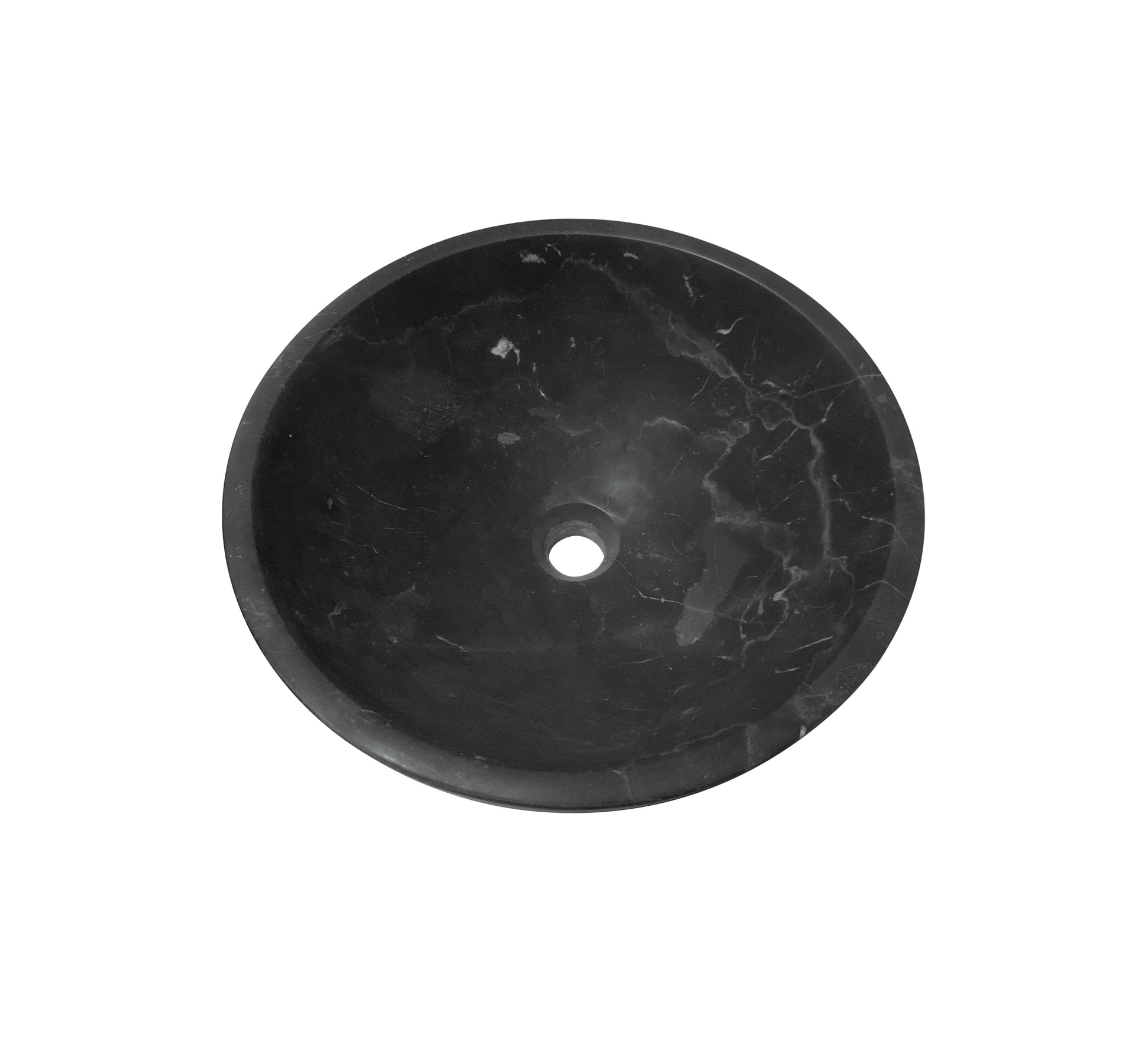 15.7" Bathroom Round Dark Gray Matte Finish Marble Vessel Sink