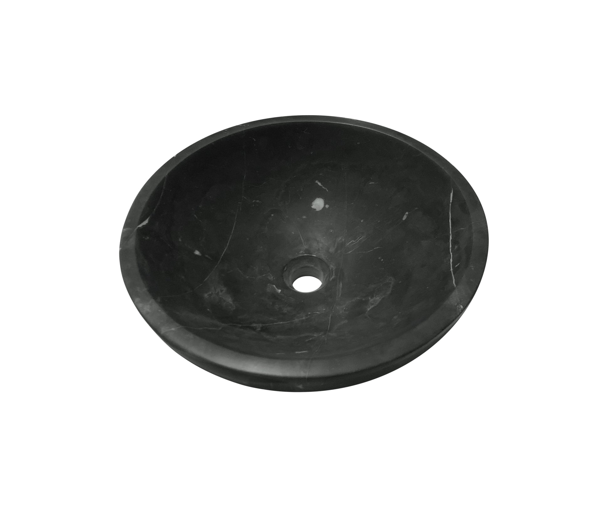 15.7" Bathroom Round Dark Gray Matte Finish Marble Vessel Sink