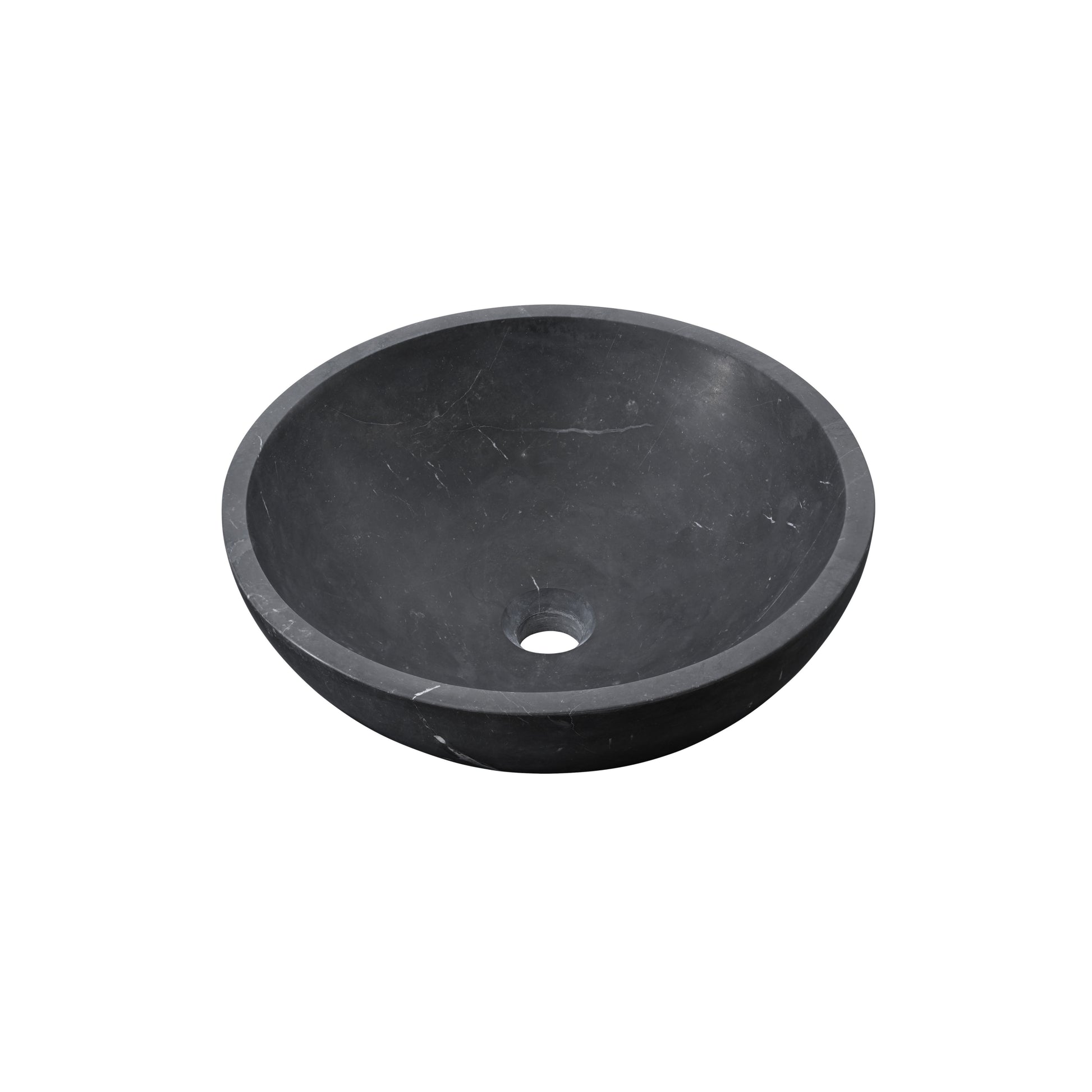 15.7" Bathroom Round Dark Gray Matte Finish Marble Vessel Sink