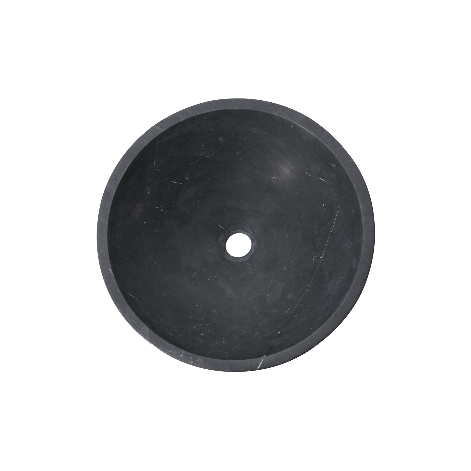 15.7" Bathroom Round Dark Gray Matte Finish Marble Vessel Sink