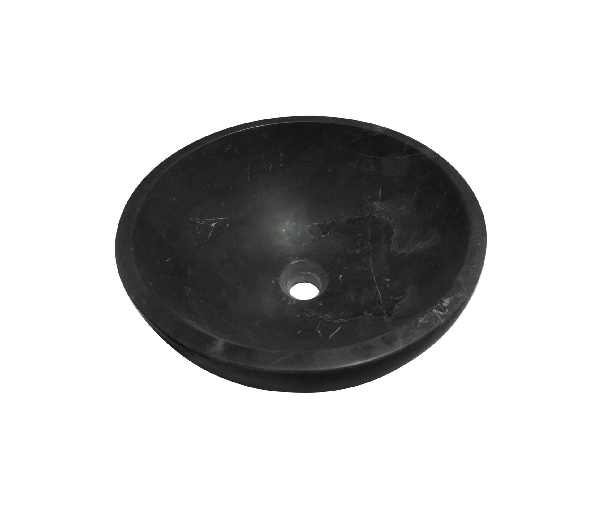 15.7" Bathroom Round Dark Gray Matte Finish Marble Vessel Sink