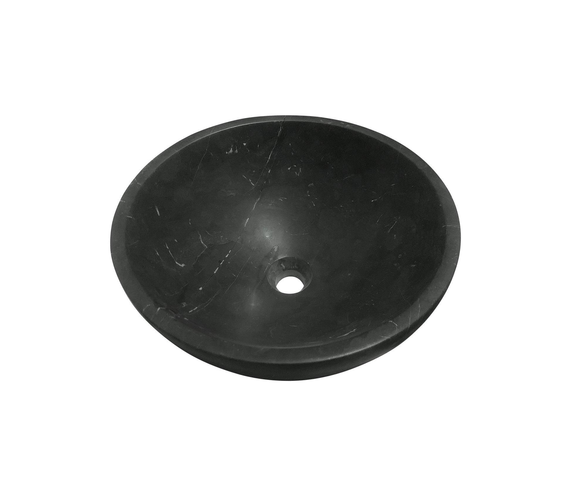 15.7" Bathroom Round Dark Gray Matte Finish Marble Vessel Sink