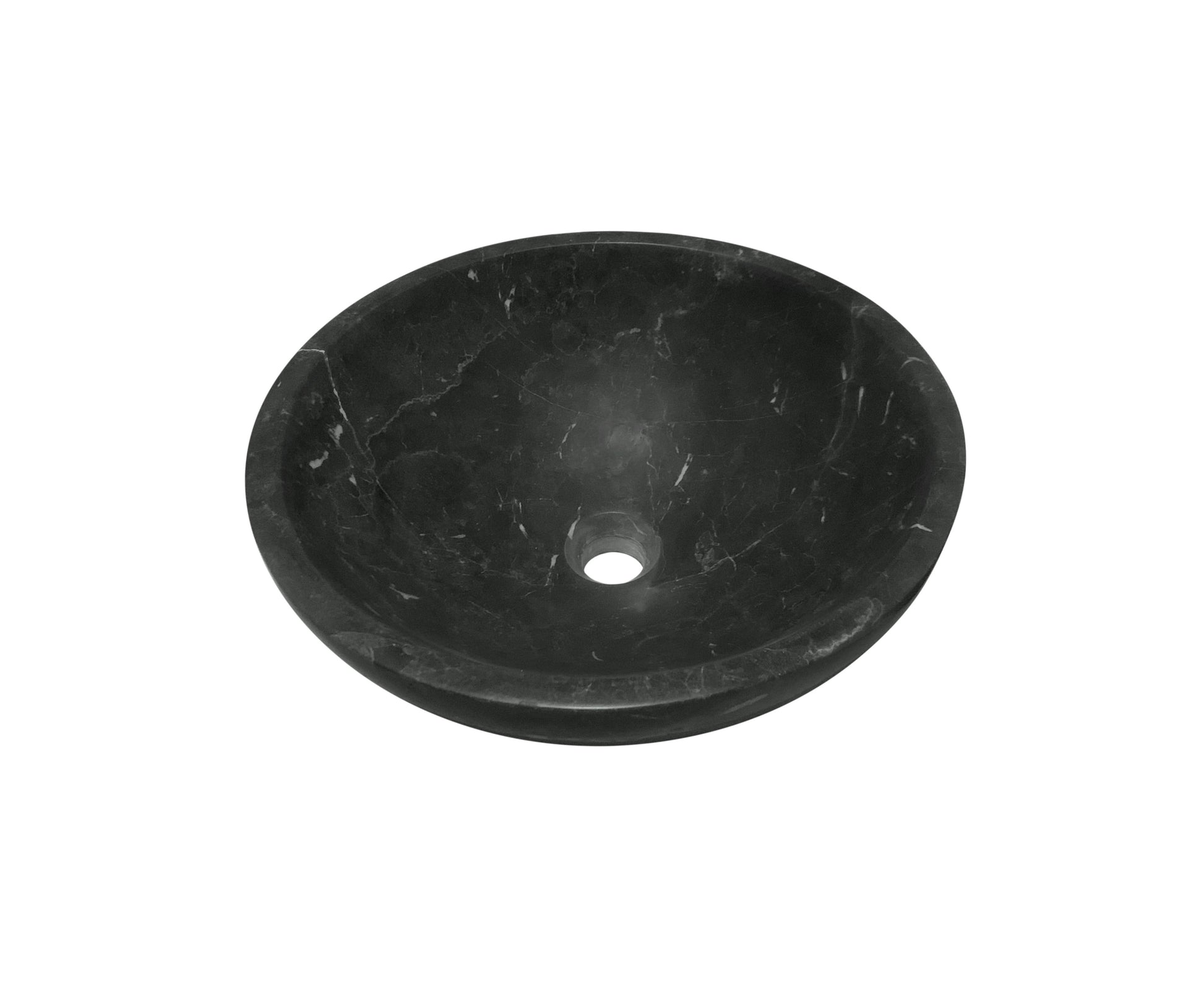 15.7" Bathroom Round Dark Gray Matte Finish Marble Vessel Sink