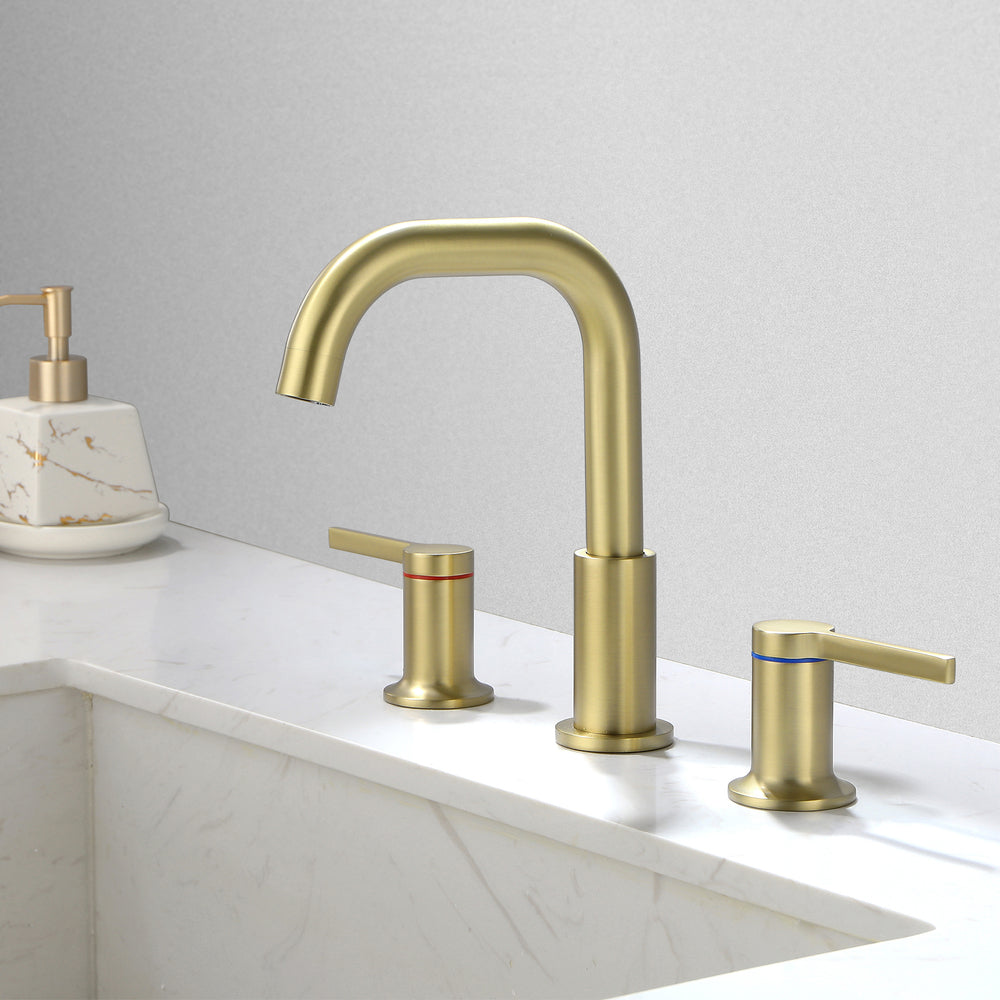Solid Brass 3-Hole Widespread Bathroom Sink Faucet with Double Handles