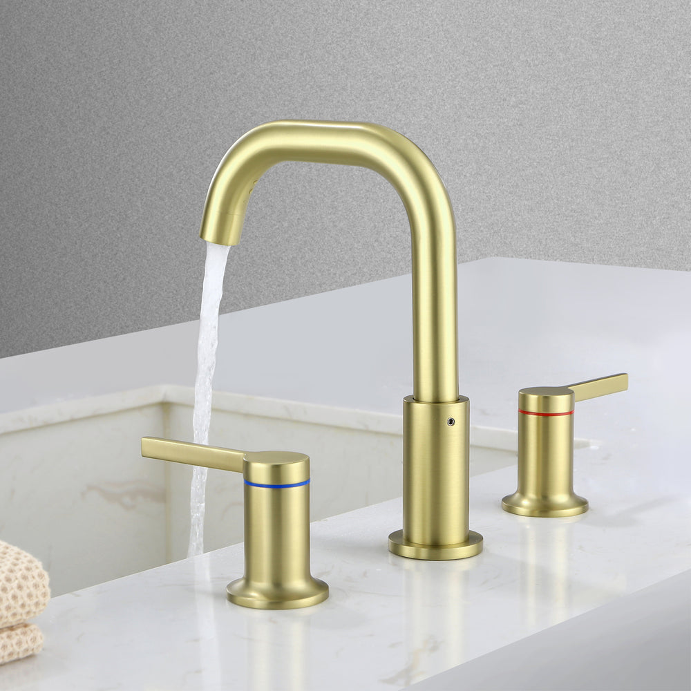 Solid Brass 3-Hole Widespread Bathroom Sink Faucet with Double Handles