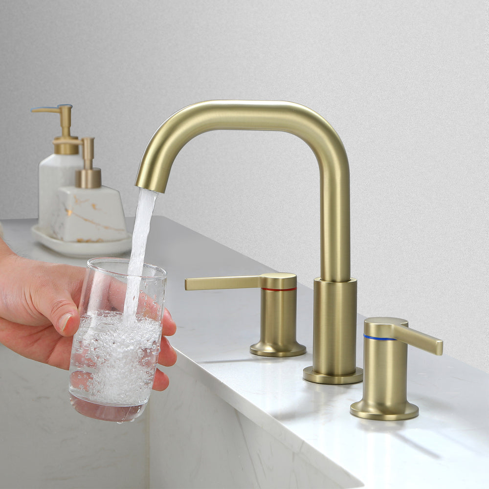Solid Brass 3-Hole Widespread Bathroom Sink Faucet with Double Handles