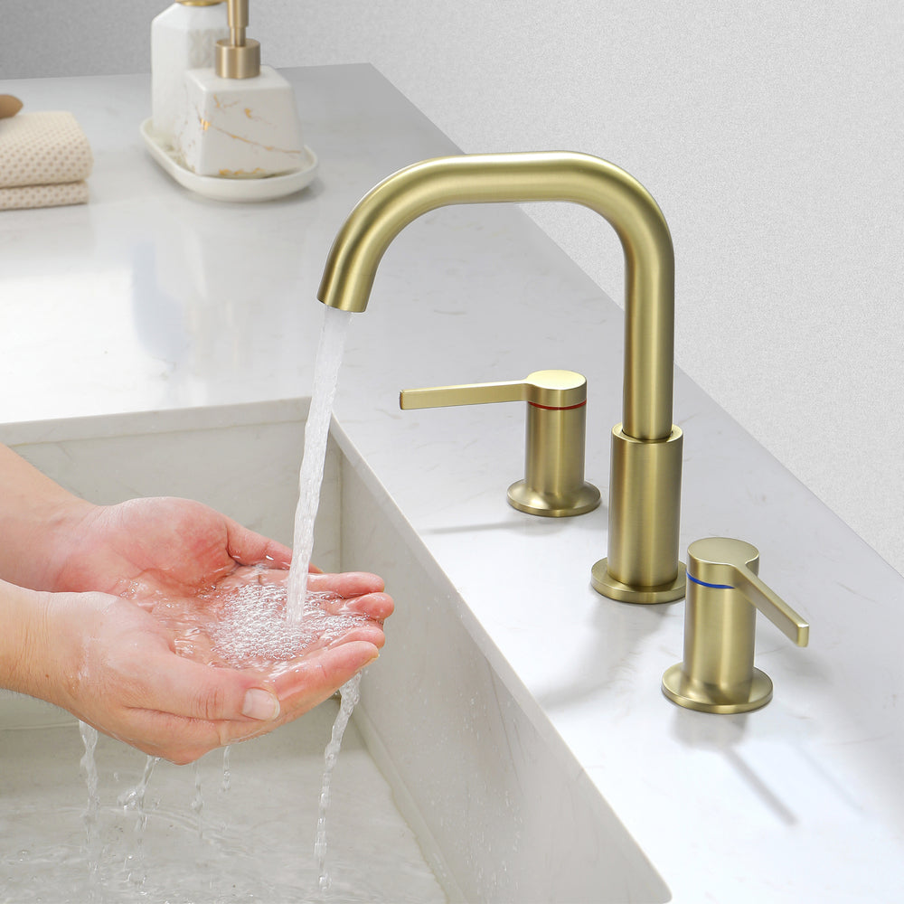 Solid Brass 3-Hole Widespread Bathroom Sink Faucet with Double Handles