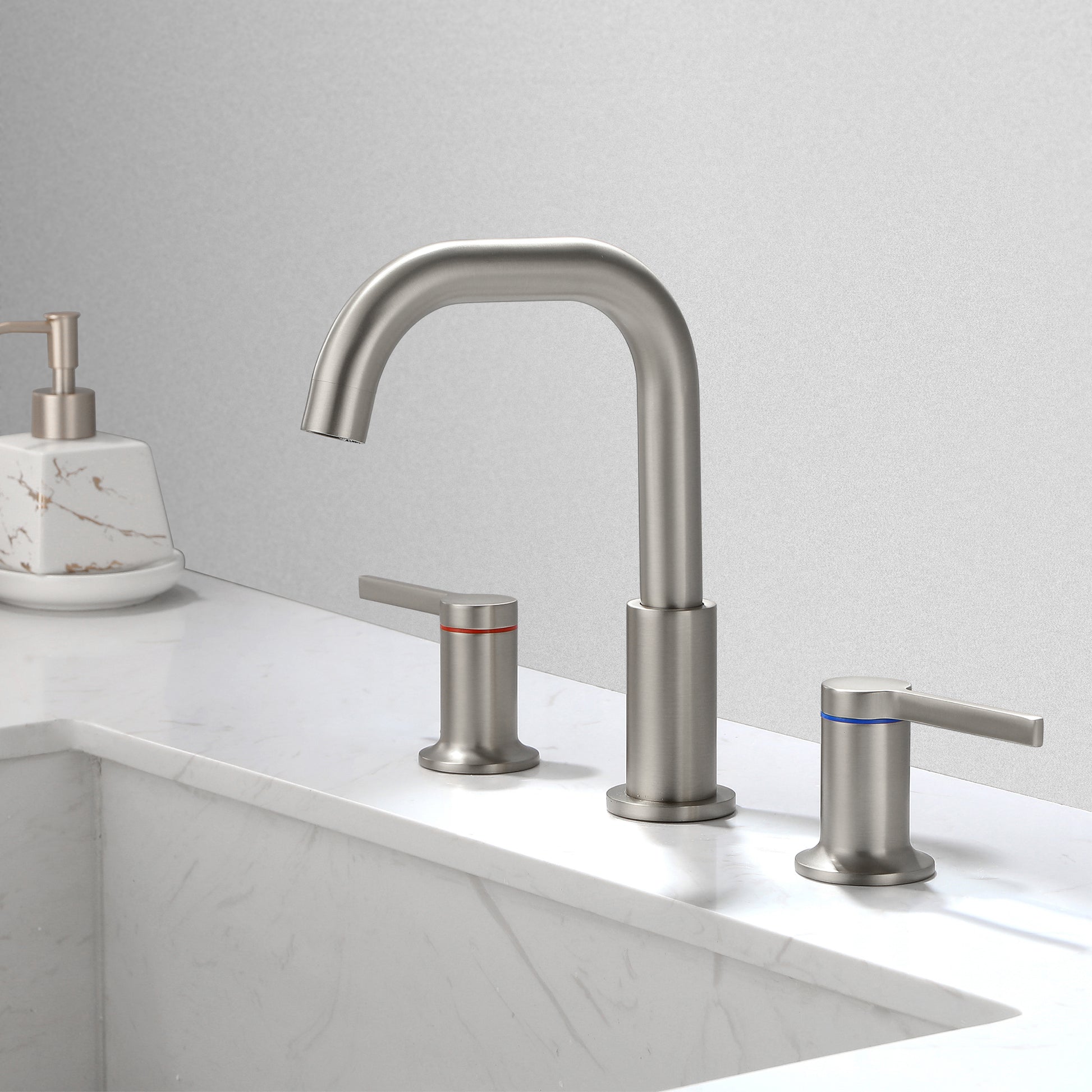 Solid Brass 3-Hole Widespread Bathroom Sink Faucet with Double Handles