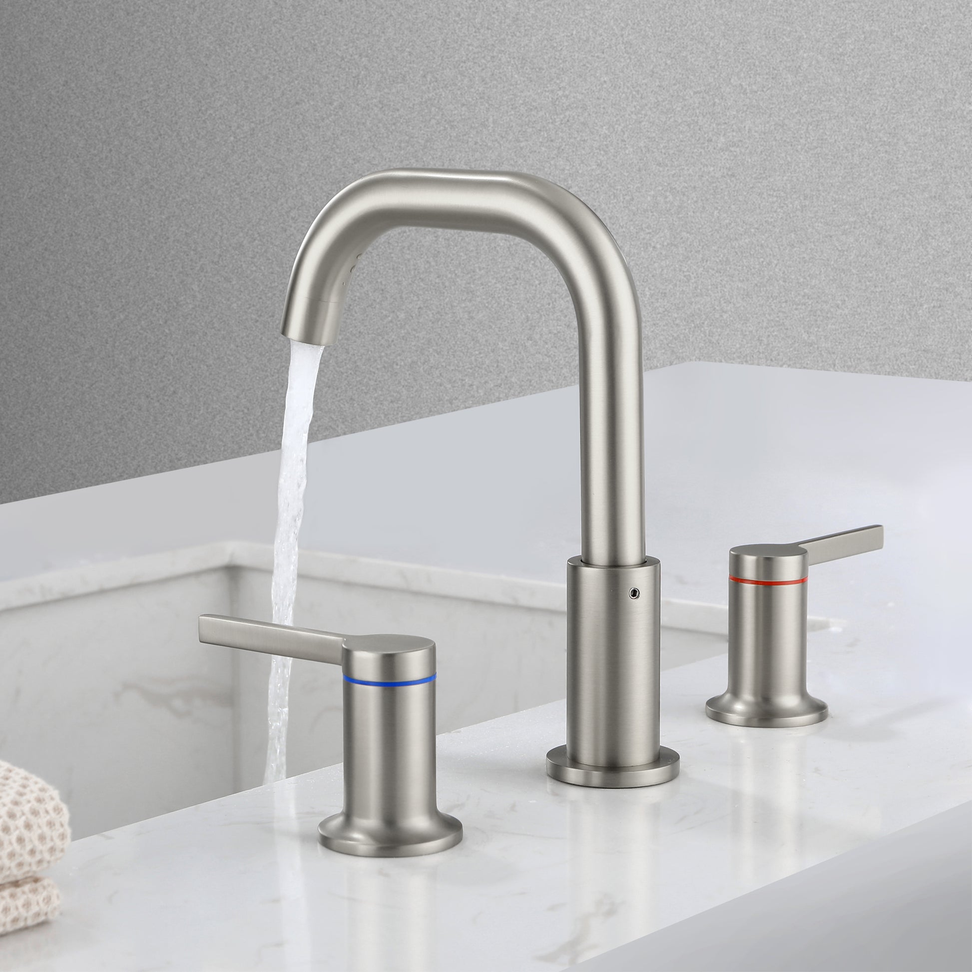 Solid Brass 3-Hole Widespread Bathroom Sink Faucet with Double Handles