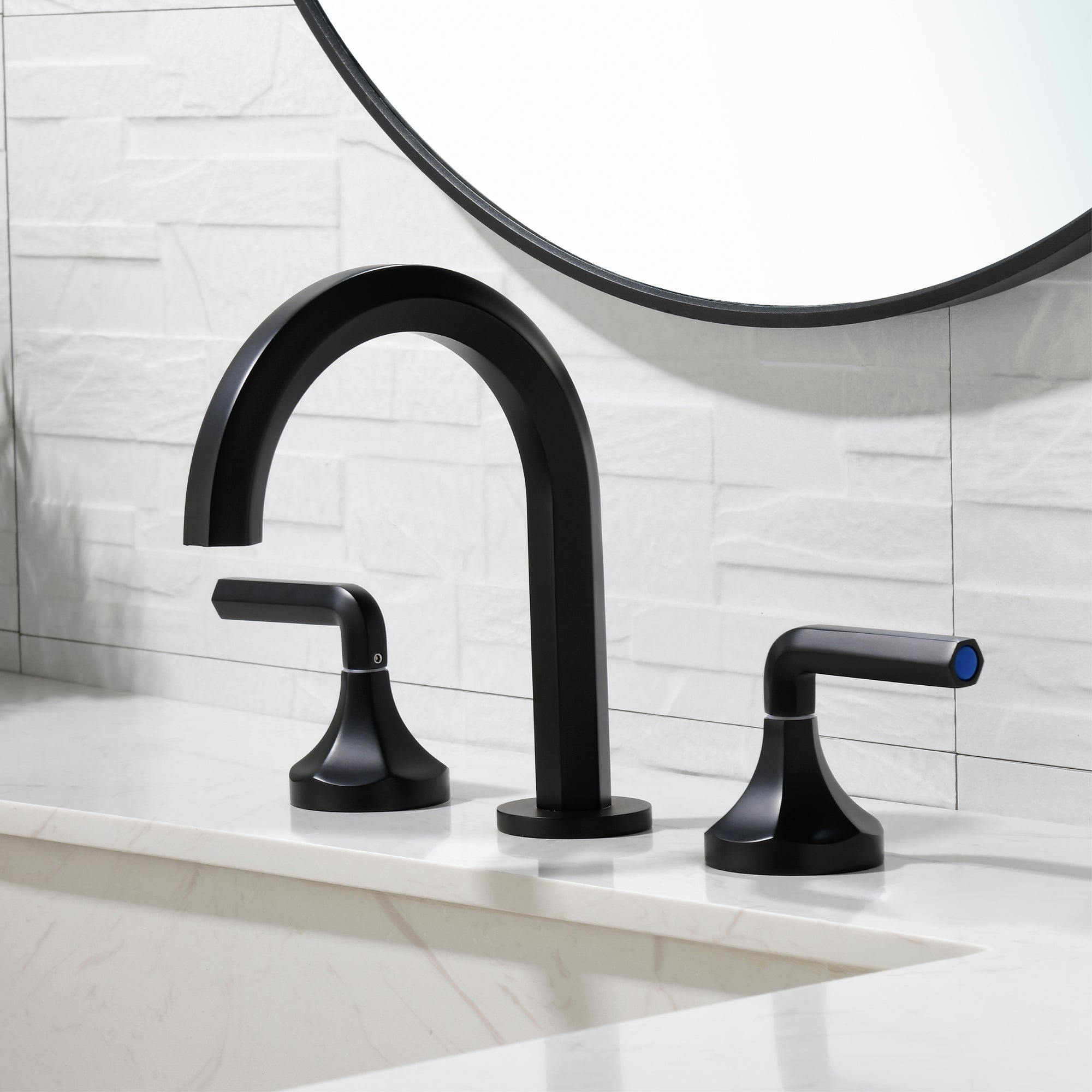 Matte Black 3-Hole Widespread Bathroom Sink Faucet with Dual Handles